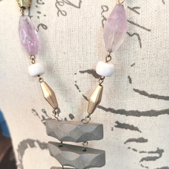 necklace amethyst quartz wood - Picture 4 of 8